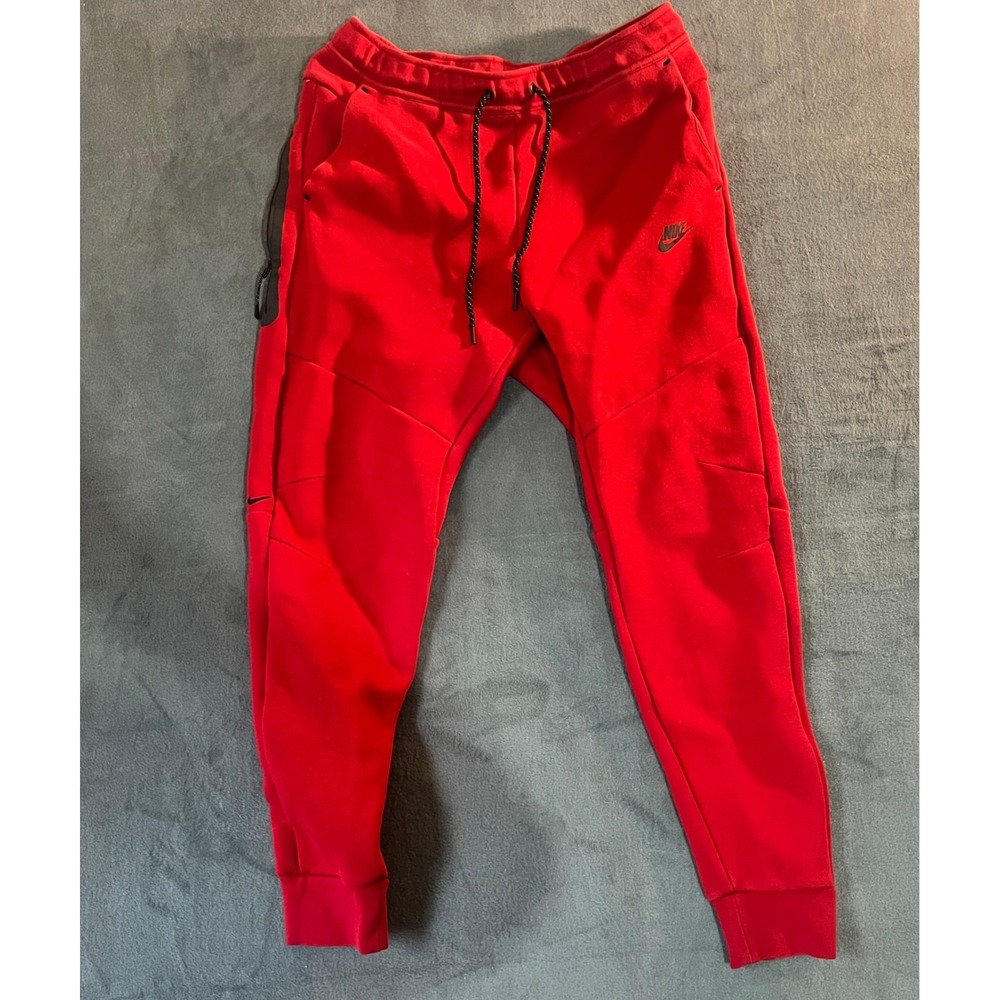 Nike Sportswear Tech Fleece Joggers Mens Large Red Tapered Sweatpants